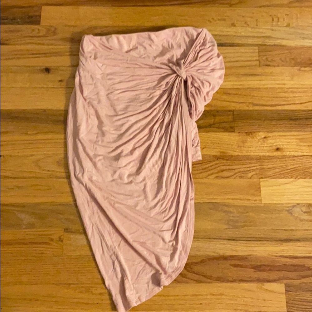 light pink high low skirt